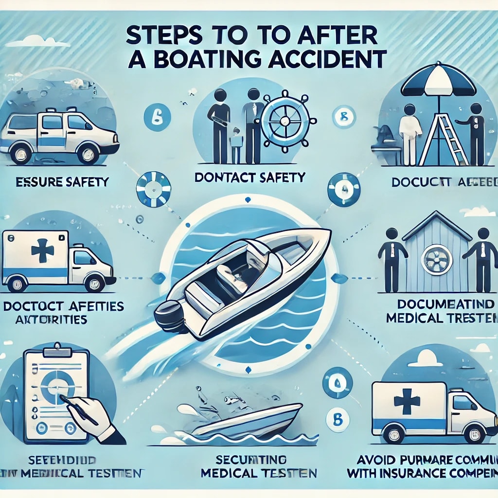 Steps to take after a boating accident.
