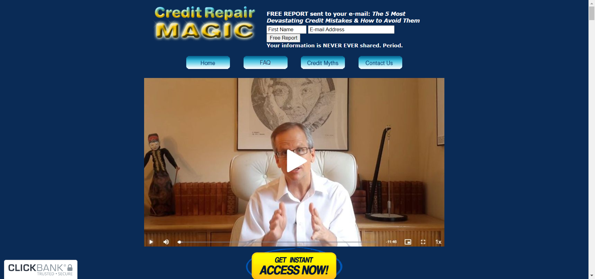 Credit Repair Magic main page