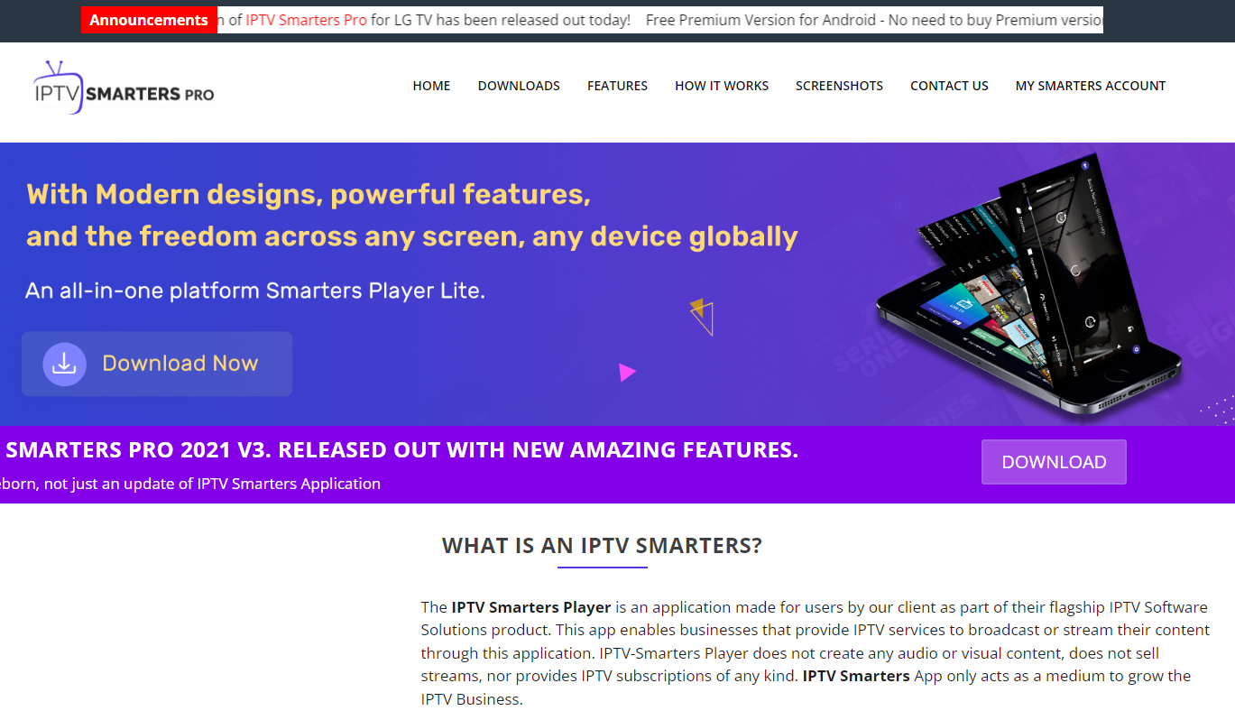 iptv smarters pro app home page