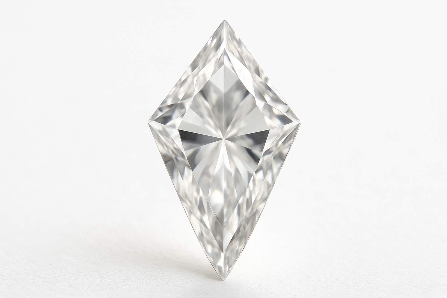 Kite formos deimanto makro nuotrauka ant balto fono – aitvaro formos deimantas.