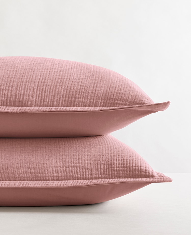 Paire de taies en gaze Rose Thé