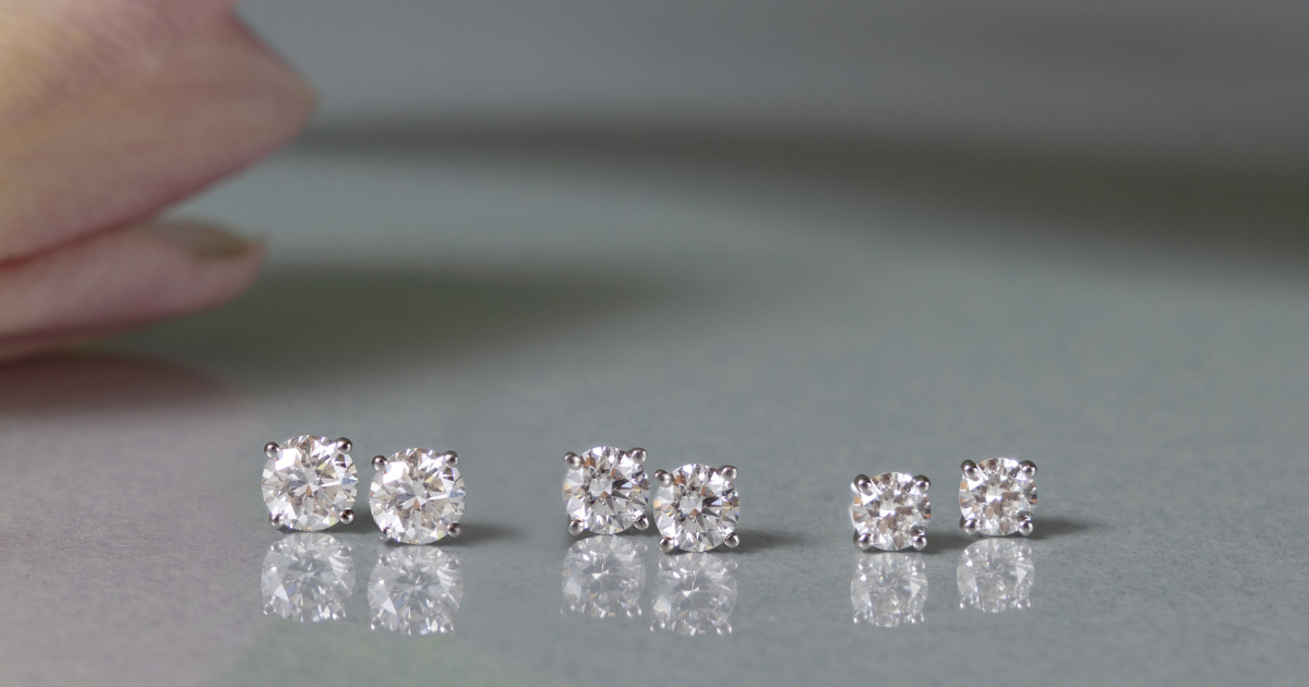 Small diamond earrings.