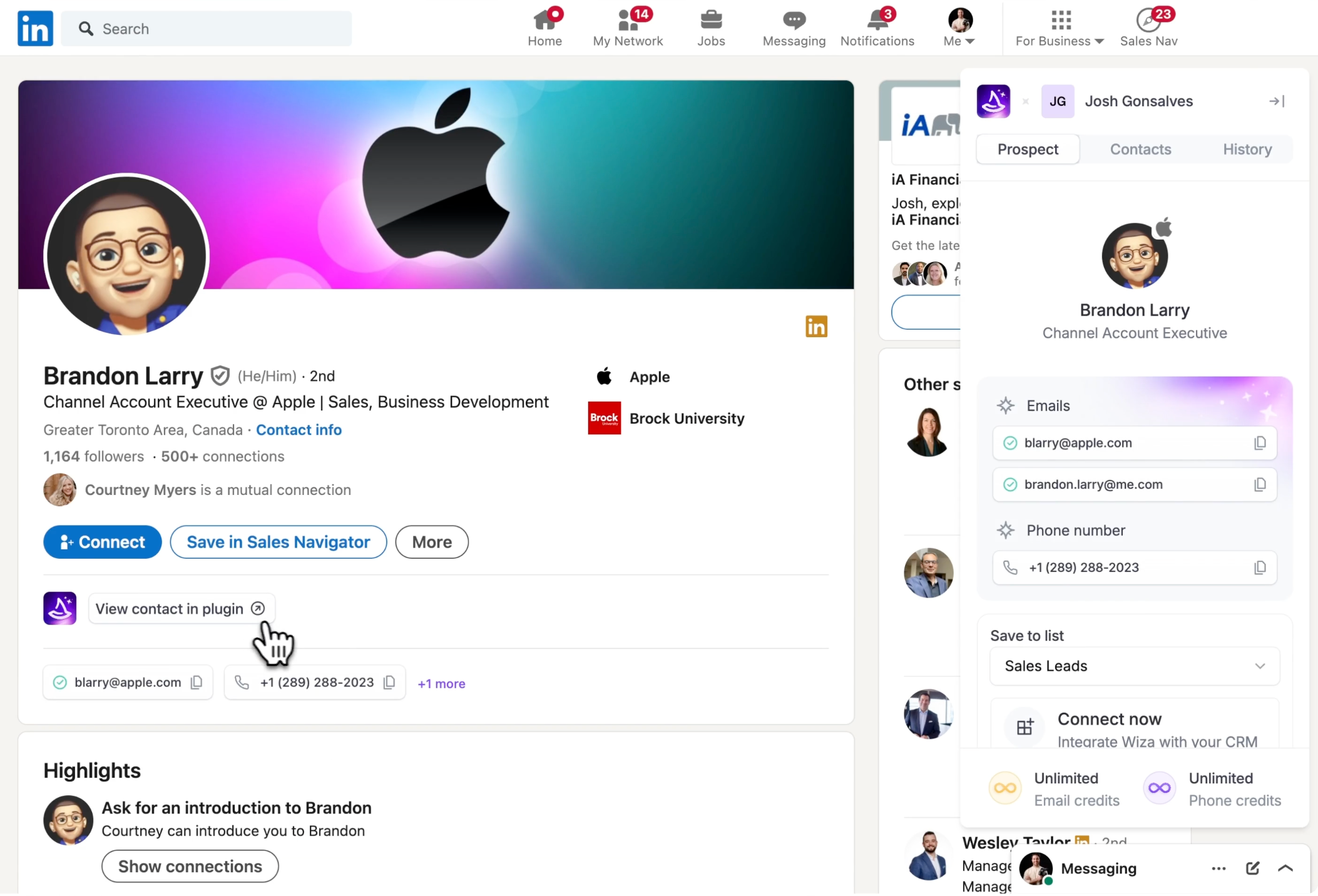 Wiza Chrome extension interface