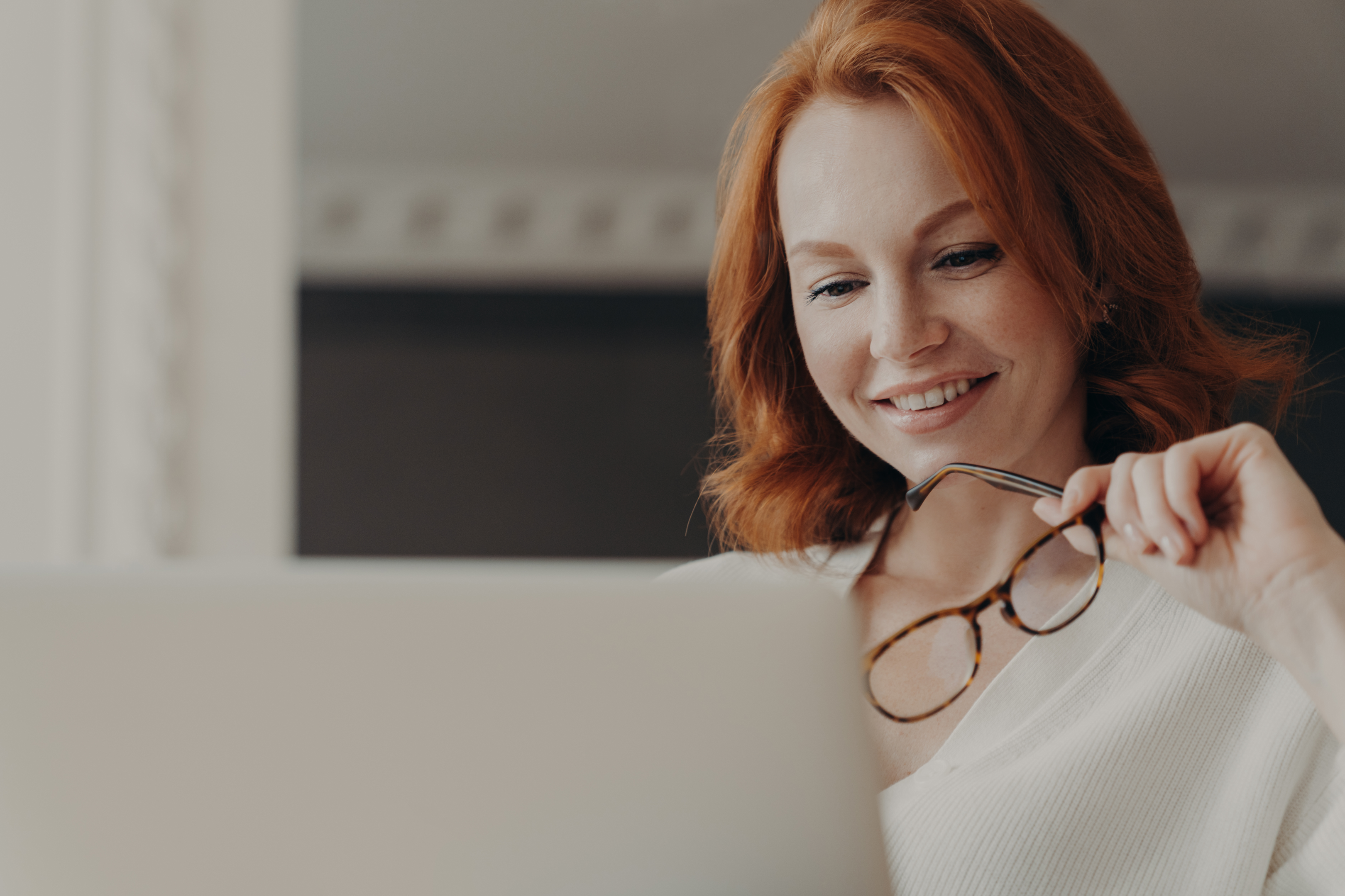 Woman using laptop