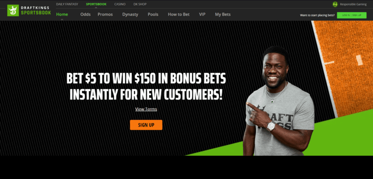 Desktop display of DraftKings