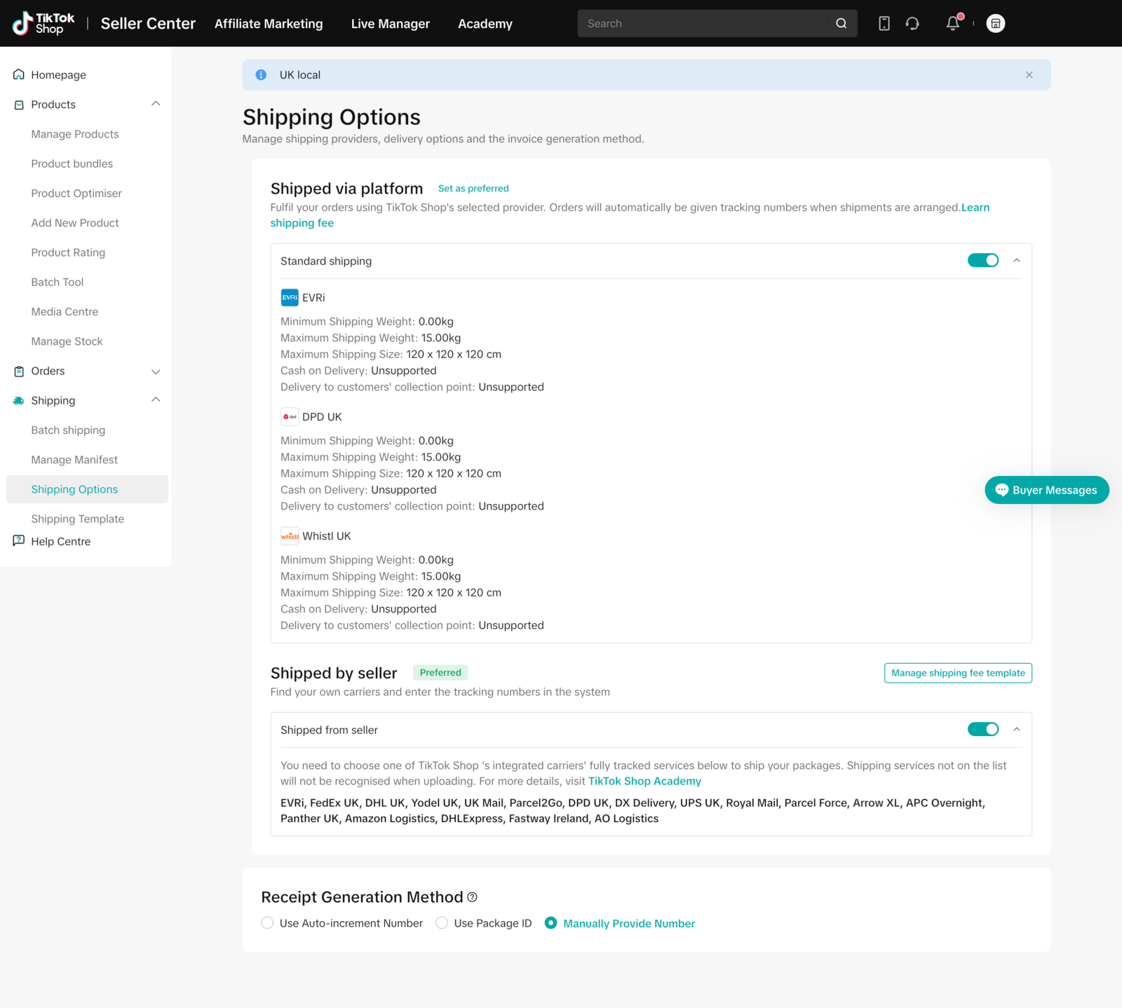 Fulfilment by Seller for non-US shops
