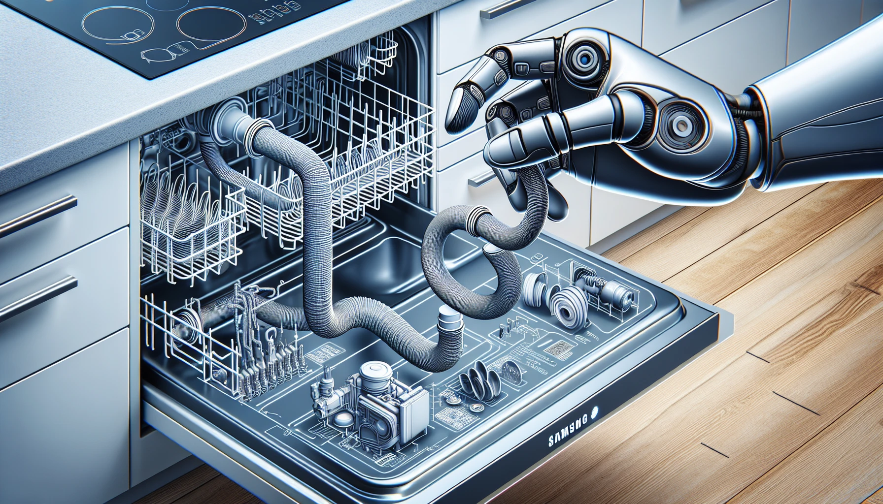 Examining the Drain Hose of Samsung Dishwasher