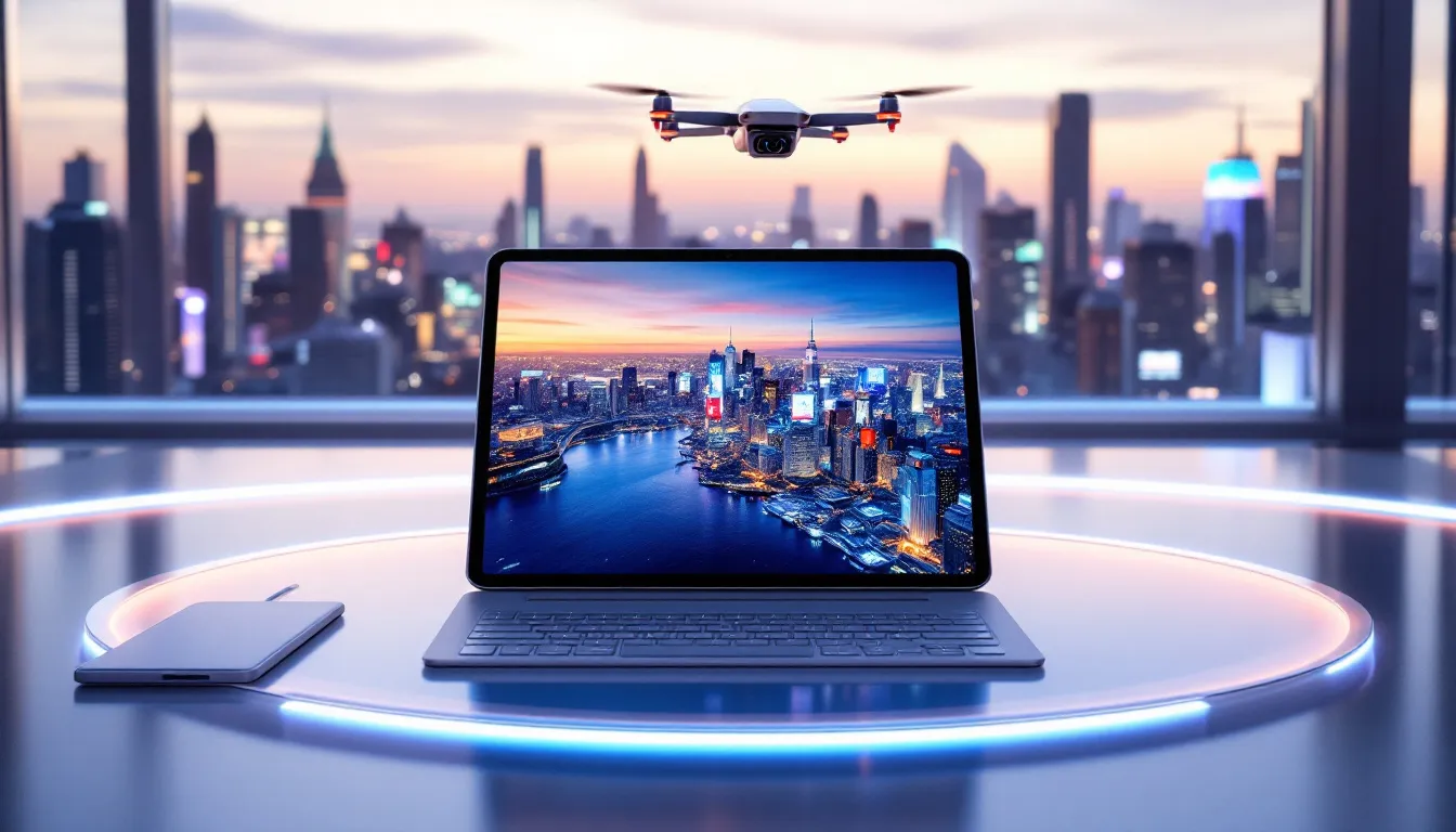 Zubehör für das iPad Pro M4, einschließlich eines Magic Keyboards.