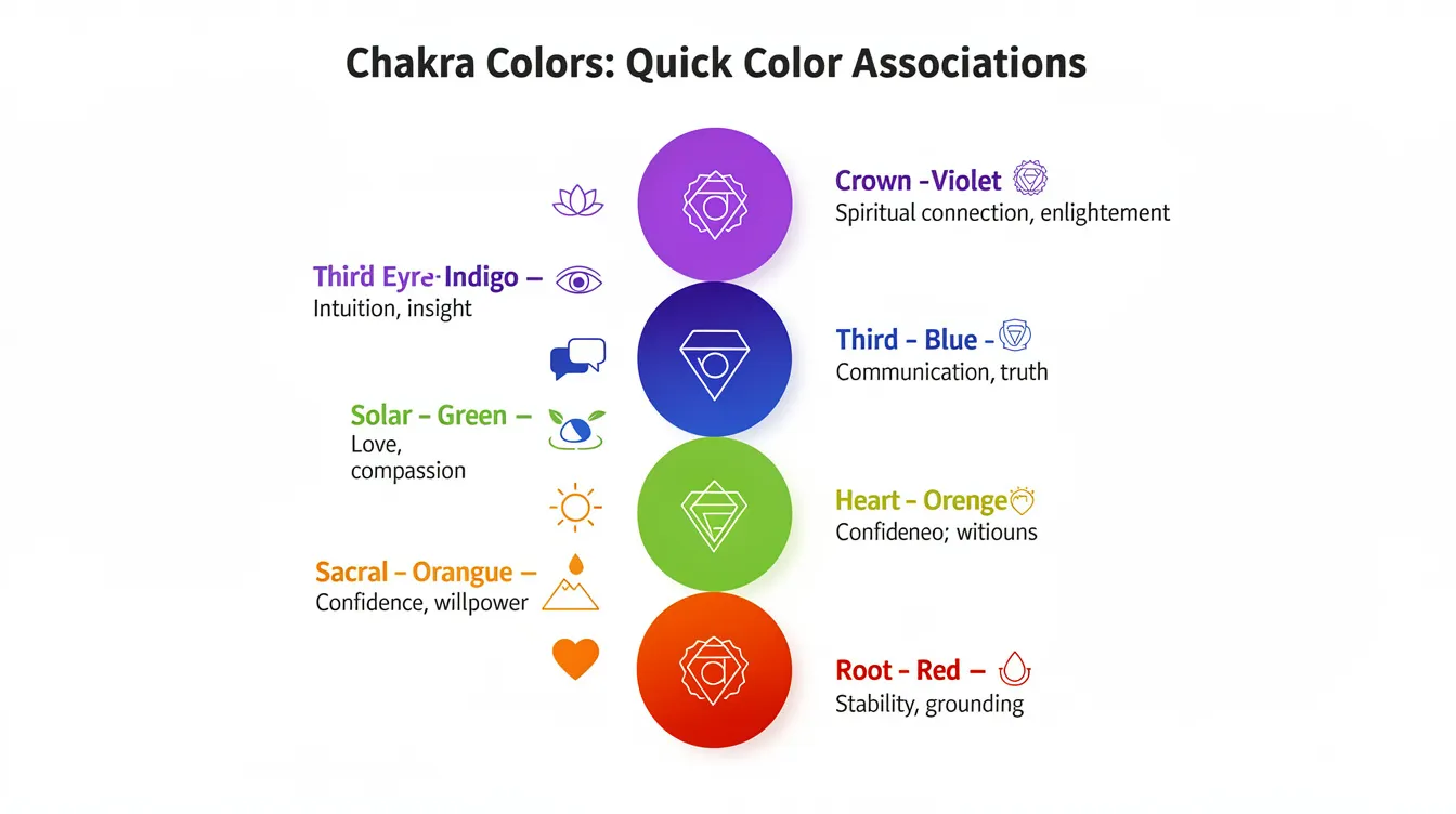 The image showcases the seven chakra colors associated with the human body's energy centers, including vibrant hues like red for the root chakra, orange for the sacral chakra, and yellow for the solar plexus chakra. Each color symbolizes different aspects of emotional balance and spiritual awareness, highlighting their corresponding chakra symbols and the importance of chakra balance in holistic healing practices.
