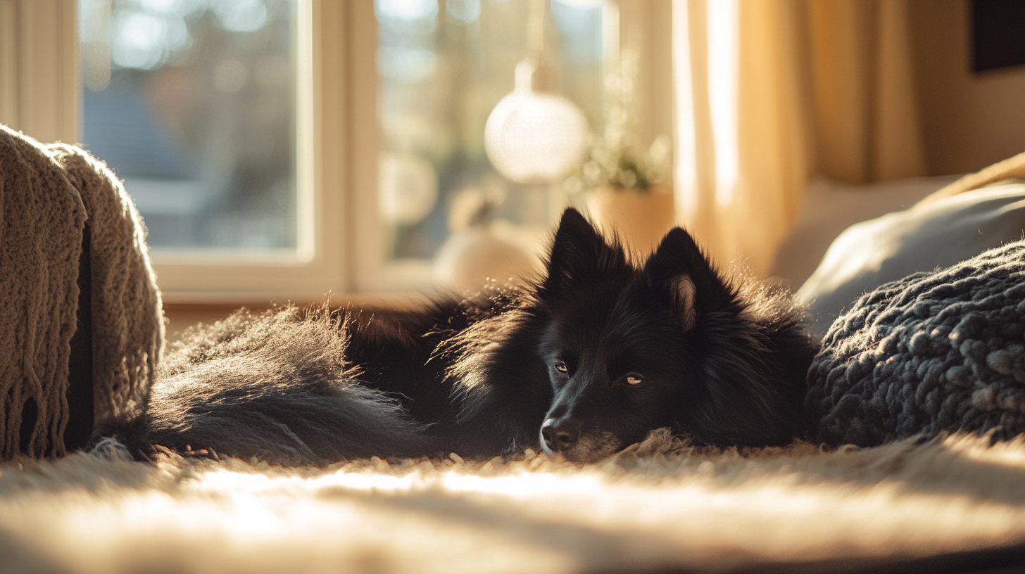 A striking Lappie laying on a blanket