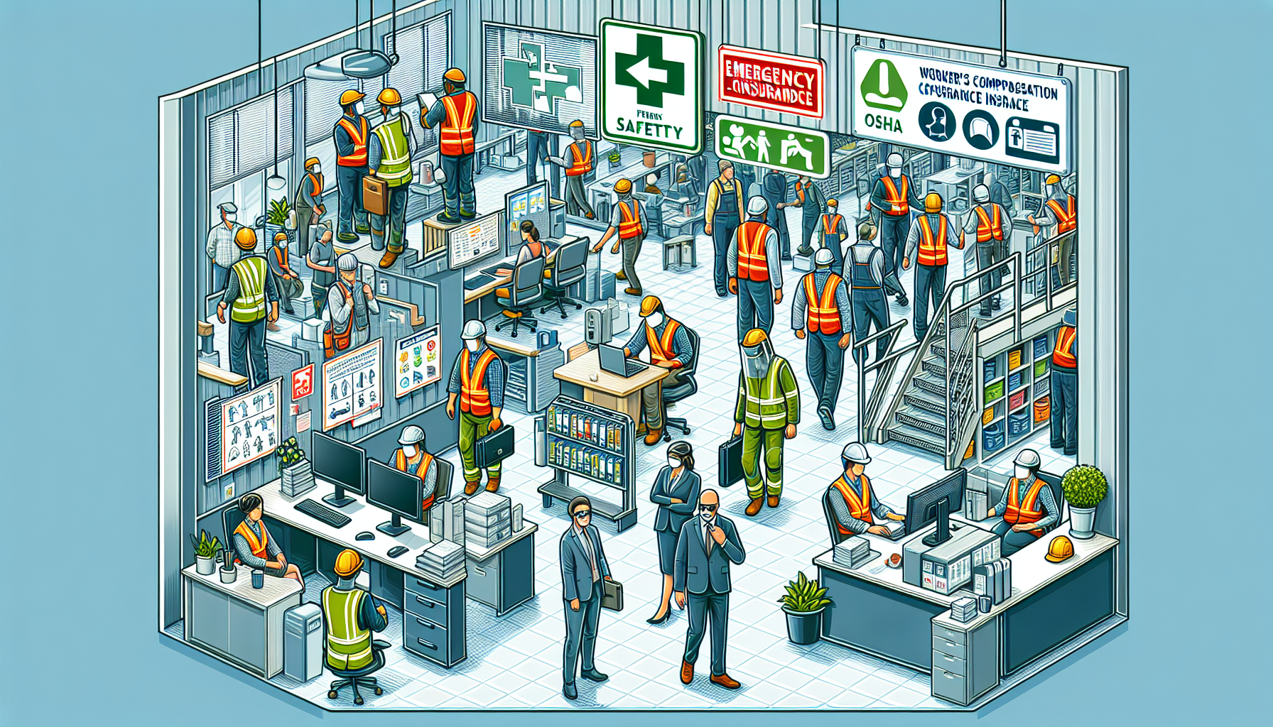 Illustration of workplace safety and compliance
