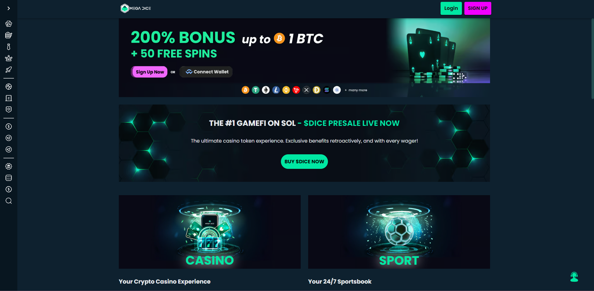 Mega Dice - Website Screenshot