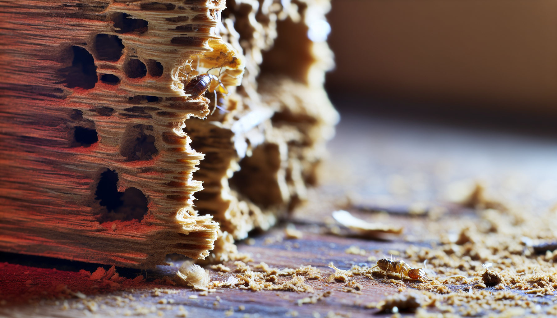 Photo of termite damage in wood