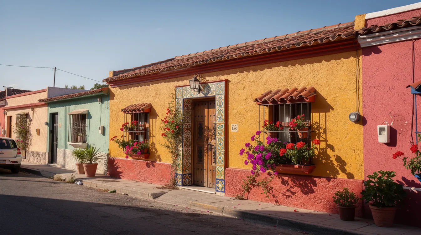 Casa típica mexicana con fachada colorida