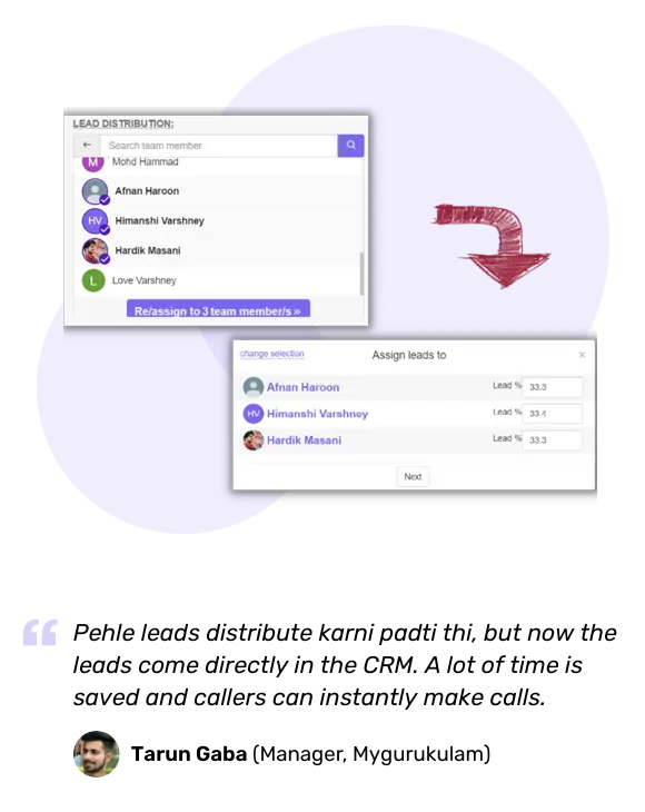 Auto-assigning leads to the right team member in Telecrm