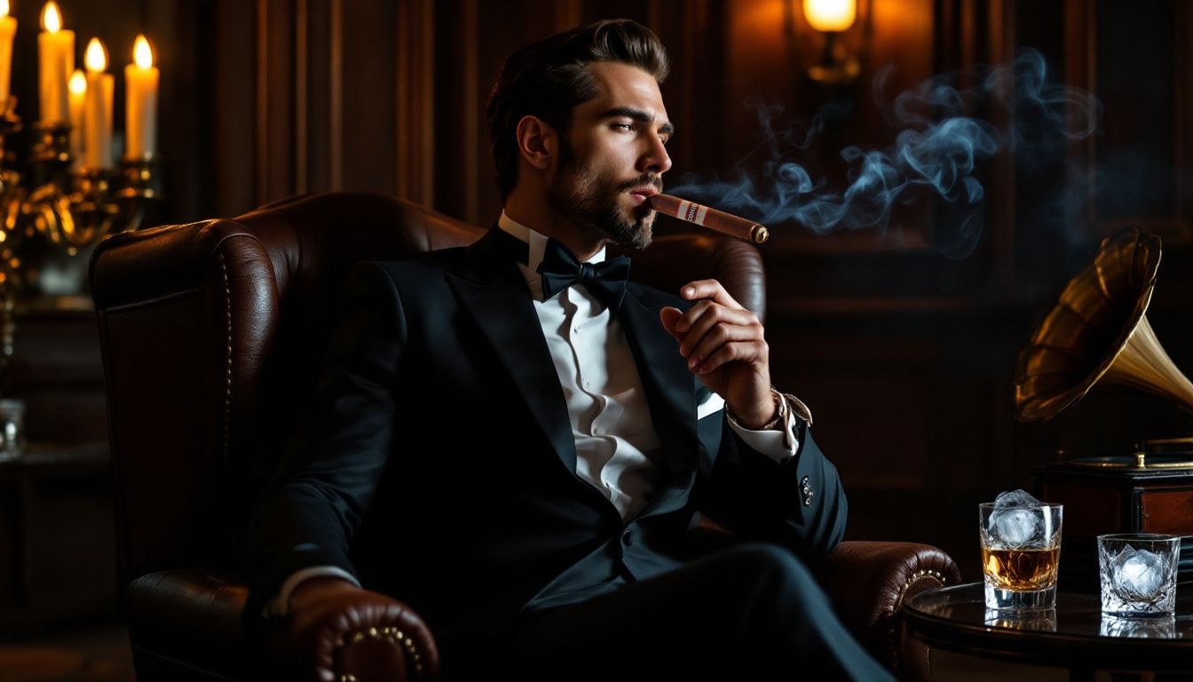 A sophisticated smoker enjoying a Cohiba Royale cigar in a stylish setting.