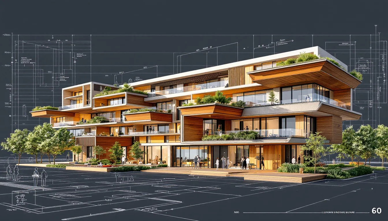 Efficient building technologies in modular construction showcasing innovative designs.