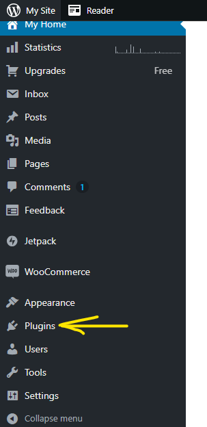 The plugins are found at the dashboard