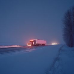 Tractor trailer on road