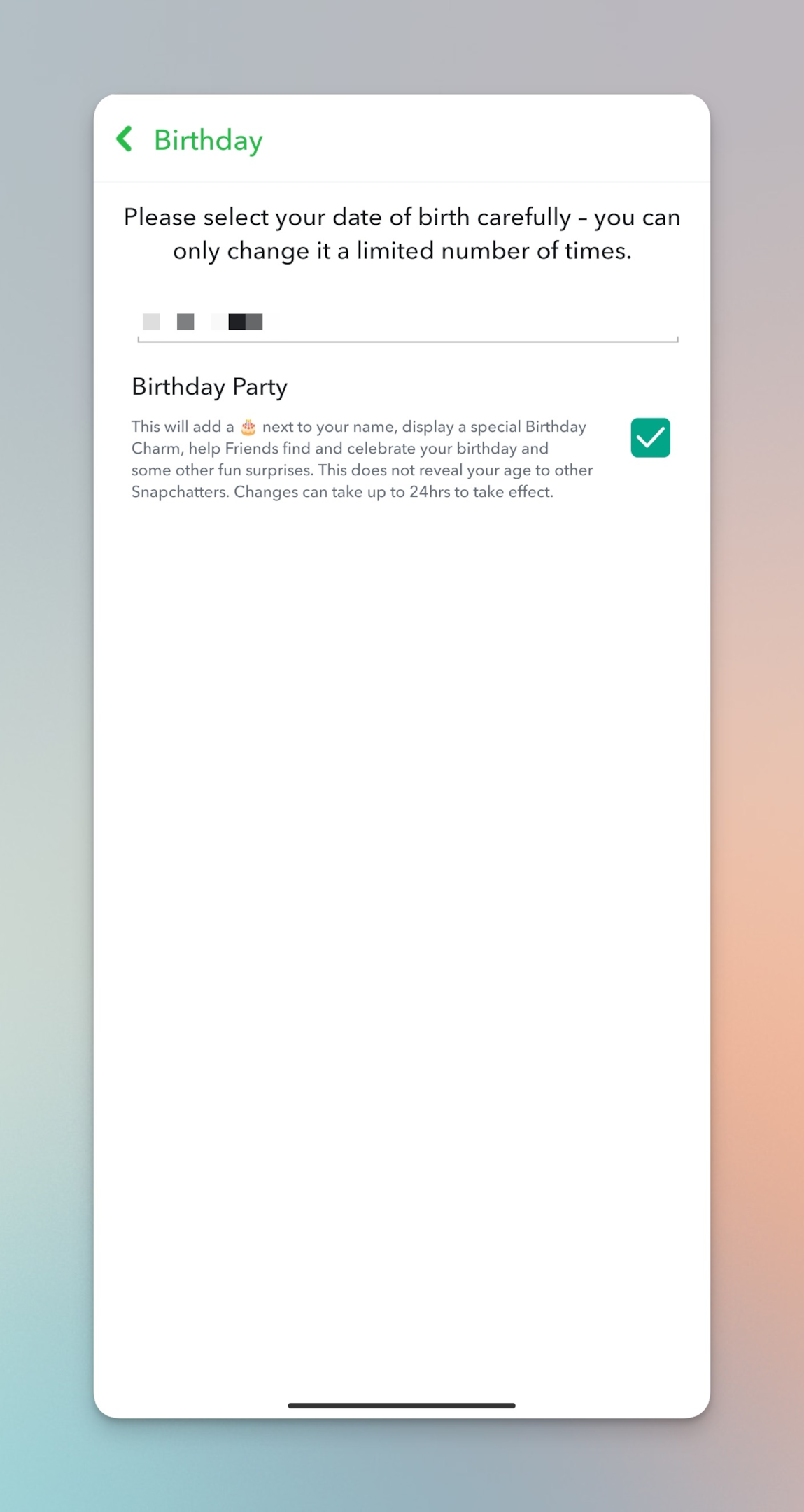Remote.tools shows the settings page to edit birthday (along with birthday year) on Snapchat 