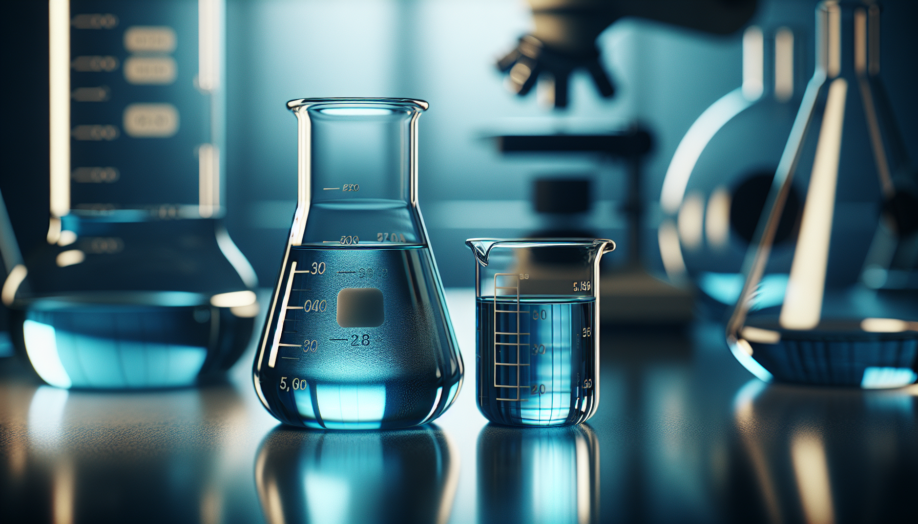 A comparison image of borosilicate glass and plastic beakers