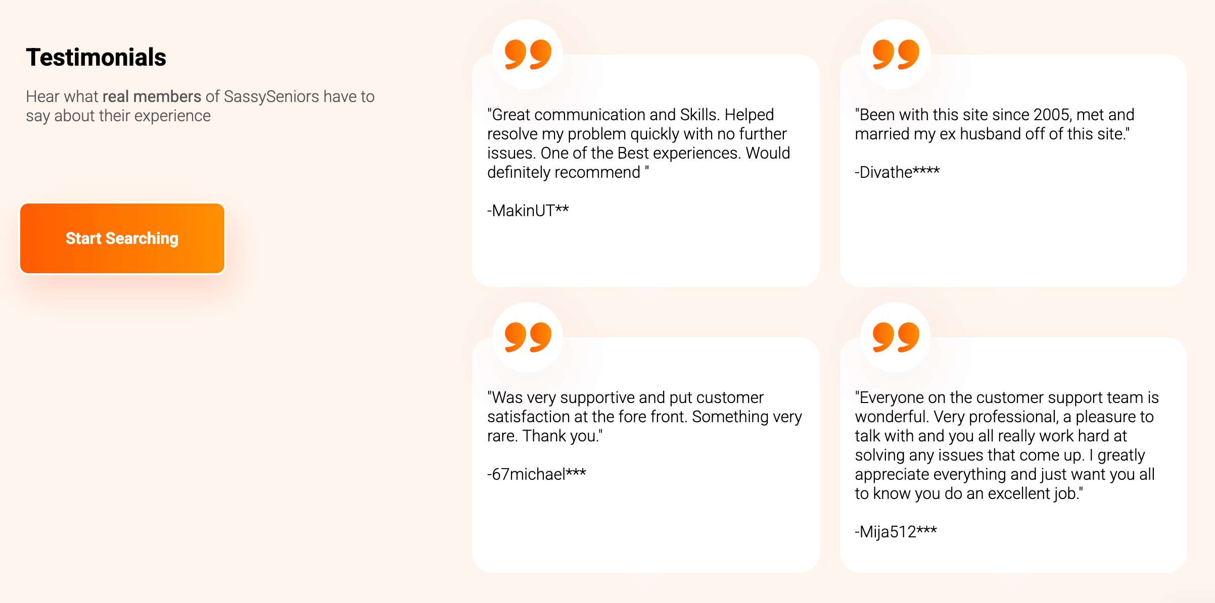 Testimonials from SassySeniors