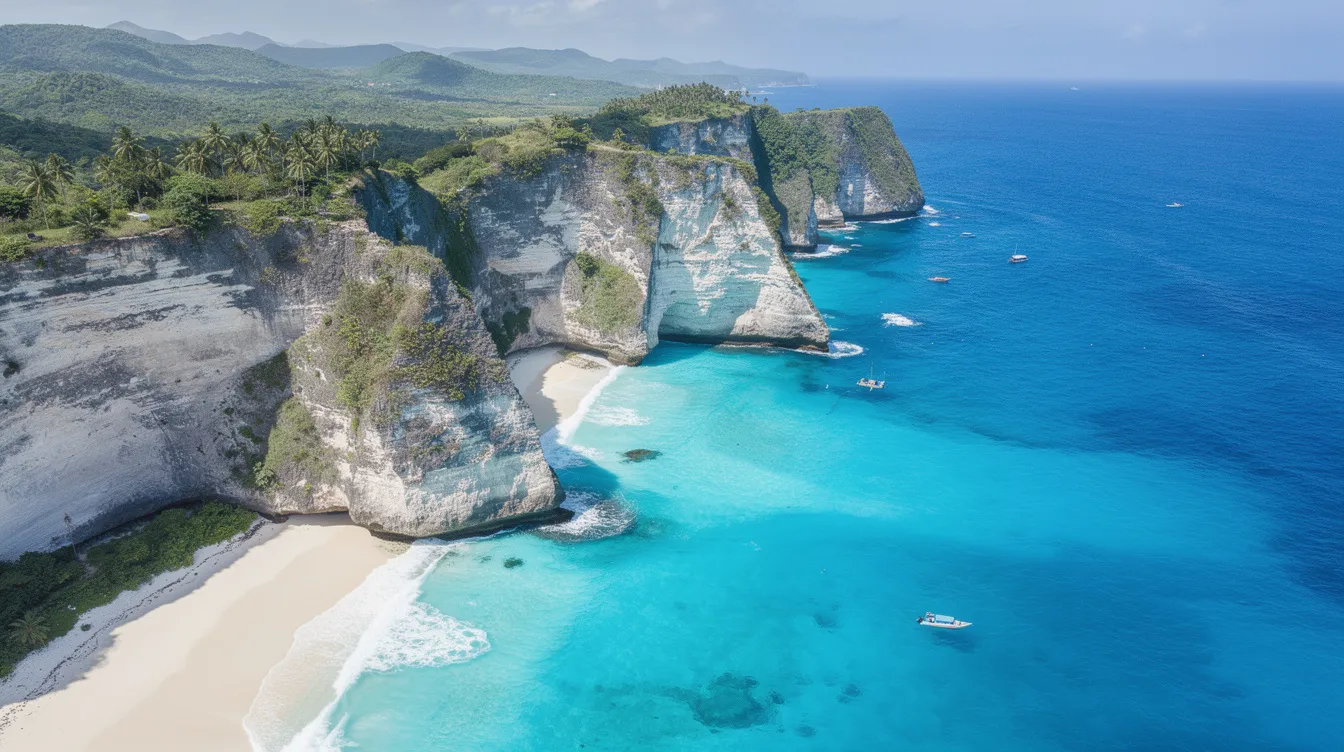 Vista aérea de praias com águas azul turquesa e falésias calcárias na costa oeste de uma ilha caribenha, destacando a beleza natural de Curaçao, conhecida por suas paisagens deslumbrantes e rica vida marinha. O cenário evoca um verdadeiro paraíso tropical, ideal para férias relaxantes e experiências inesquecíveis.