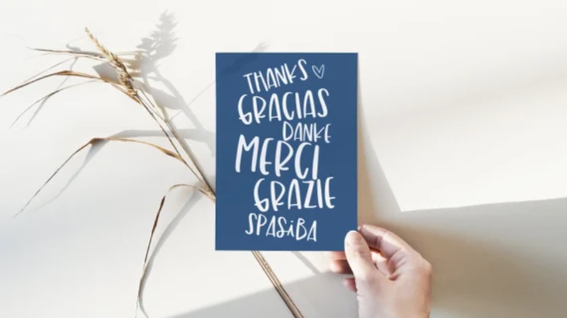 Picture of a thank you greeting card 