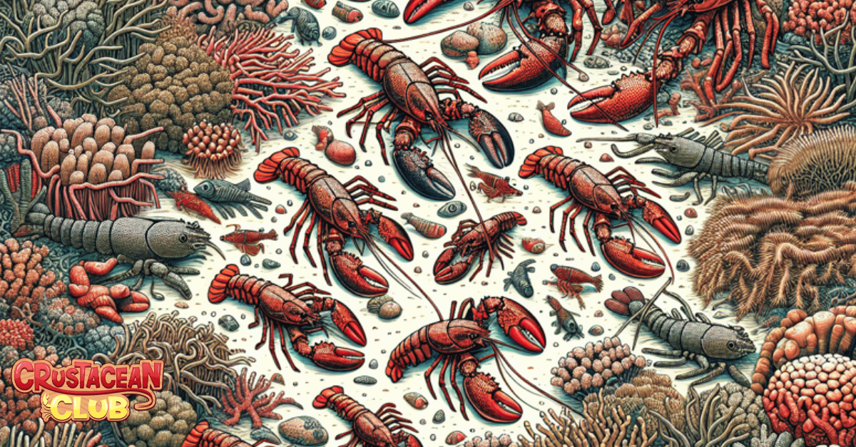 Lobsters hiding in the ocean floor