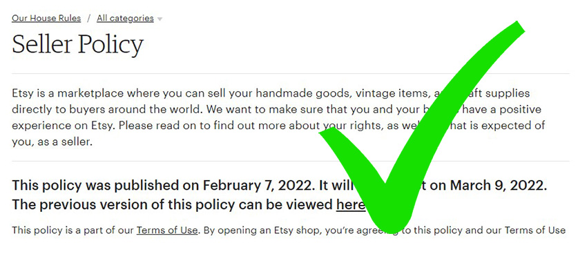 Etsy seller policy