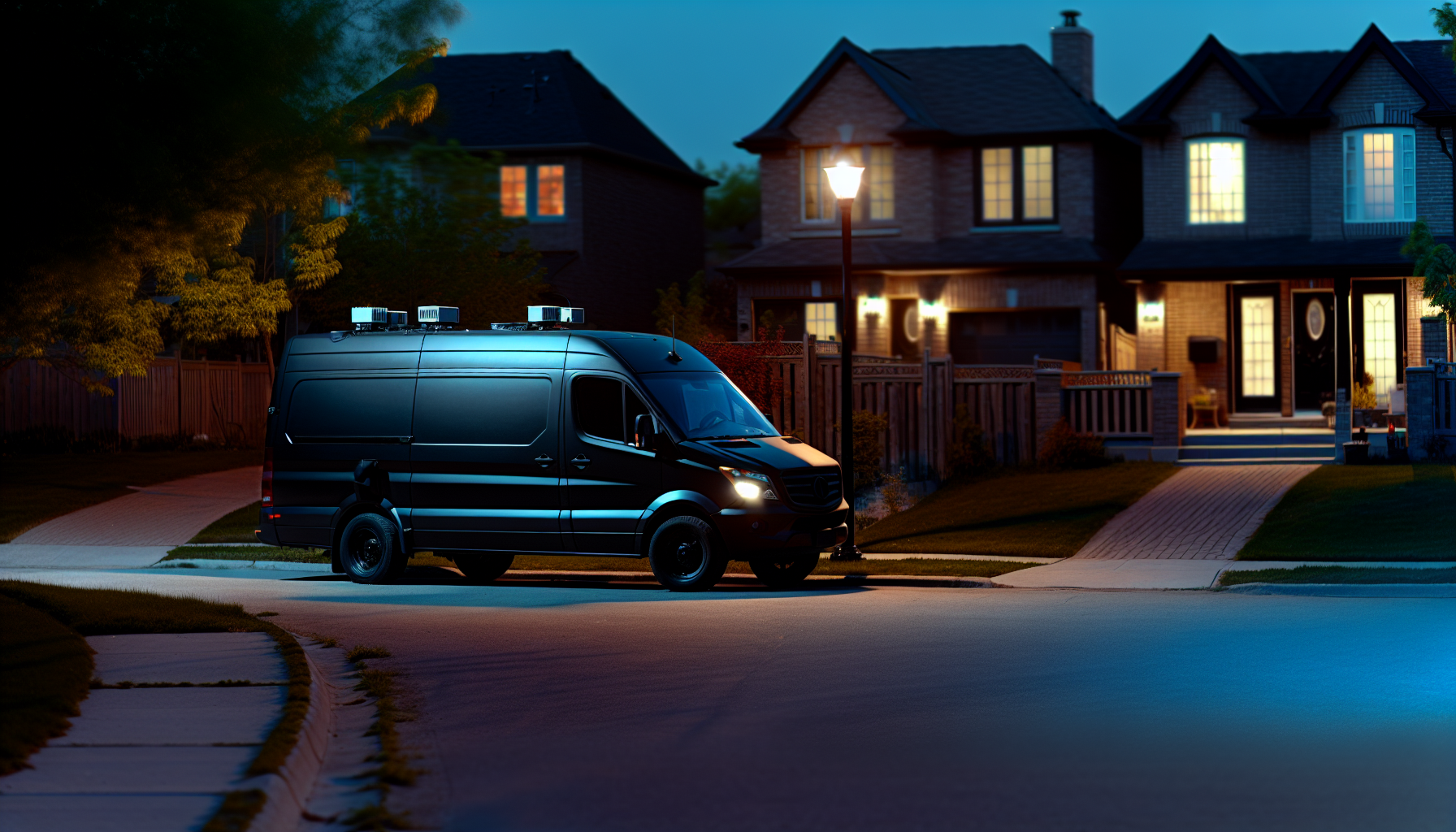 Surveillance vehicle parked on a street