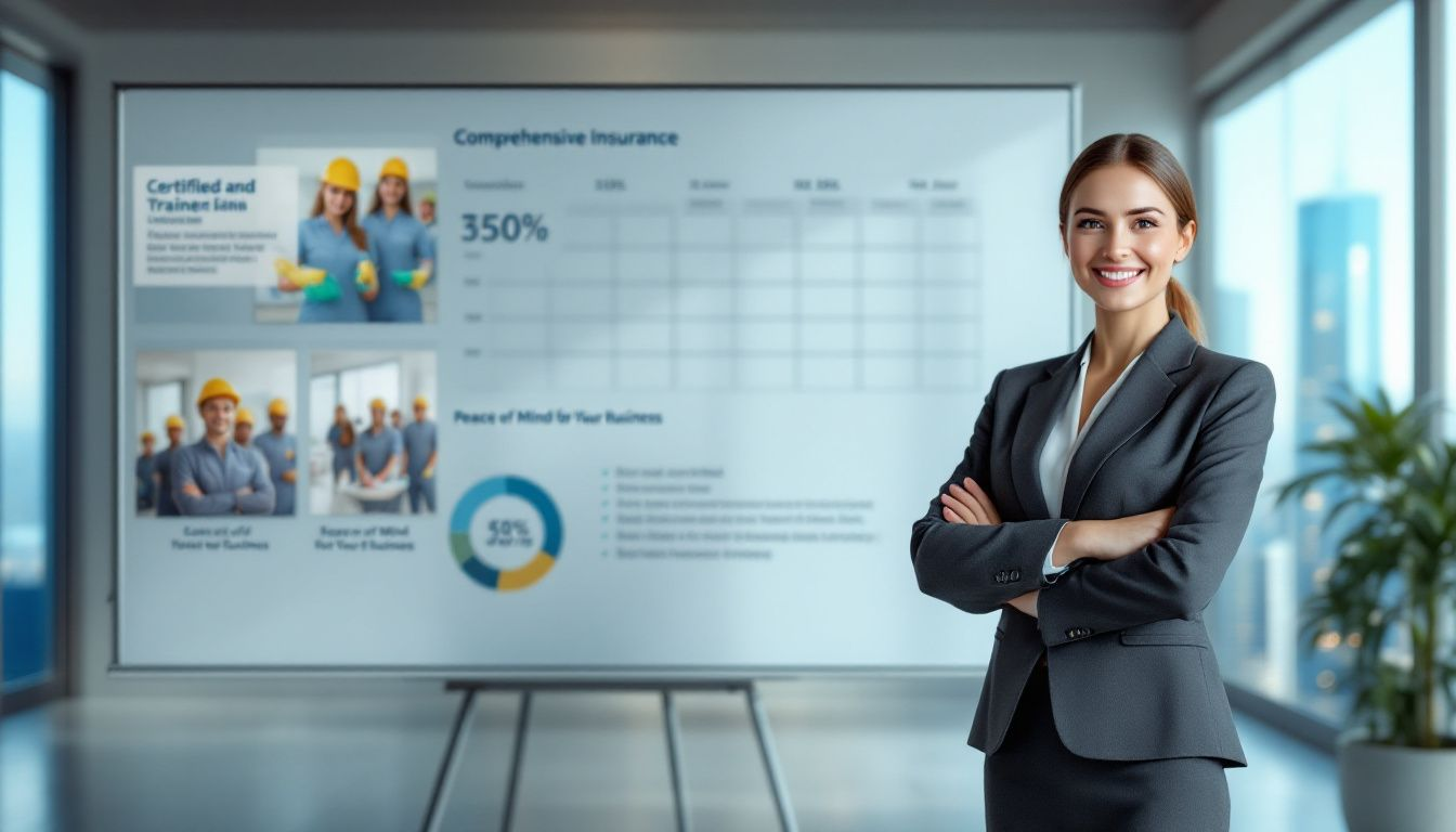 A cleaning professional discussing the importance of comprehensive insurance coverage for cleaning businesses.