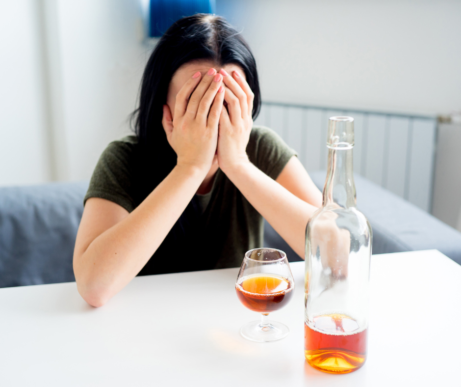                                       A person drinking alcohol and struggling with alcohol addiction