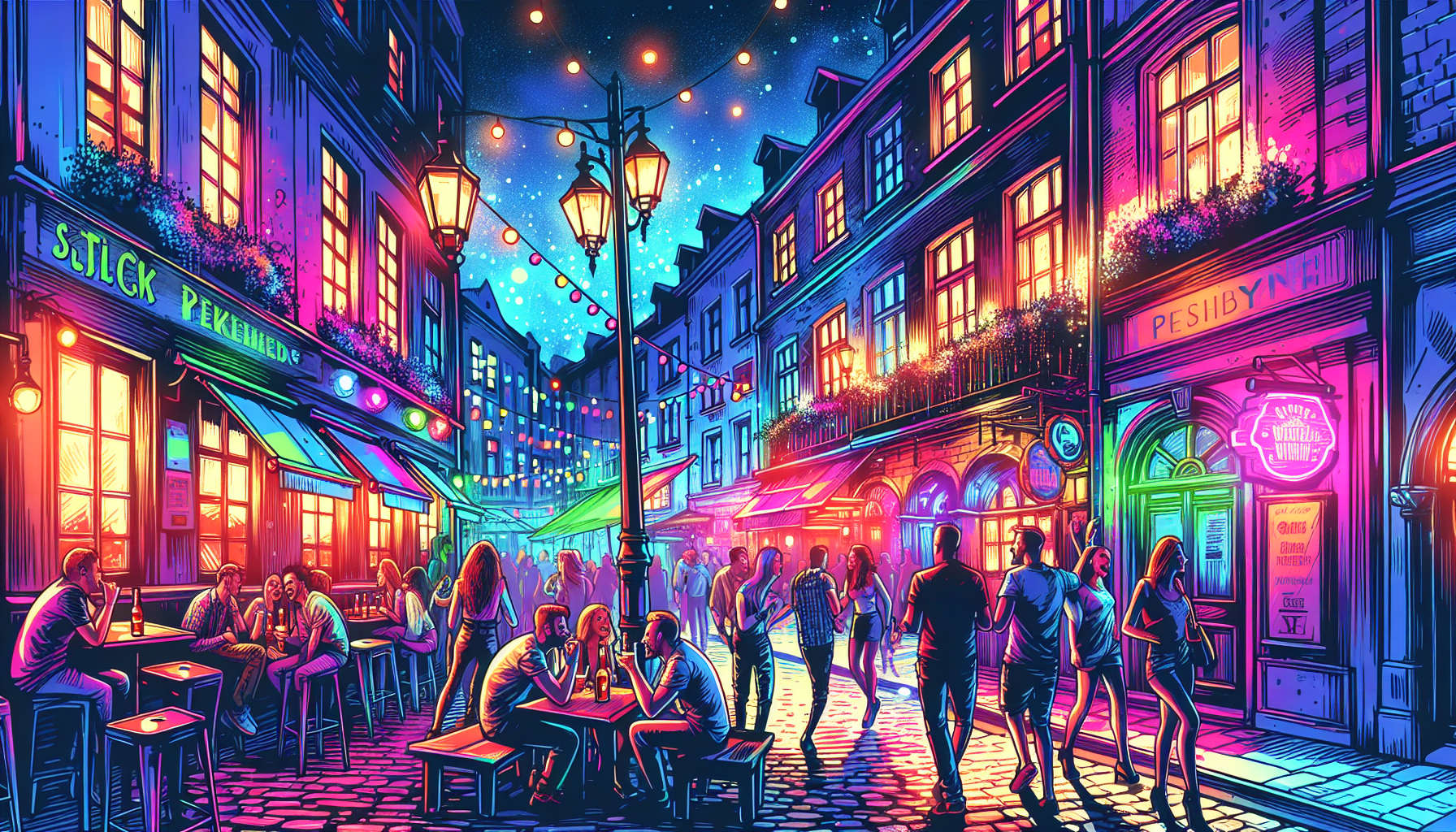 A vibrant nightlife scene in Krakow, ideal for a stag weekend.