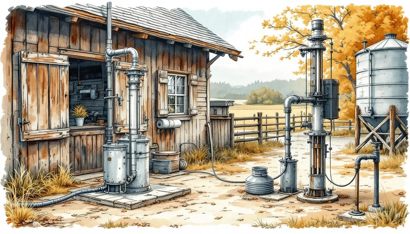 An illustration of various types of water well pumps.