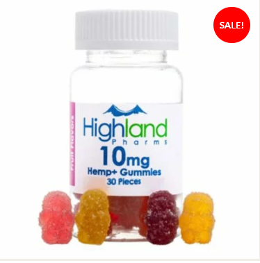 An image of a bottle of 10mg CBD gummies from a reputable brand, showcasing the affordable price