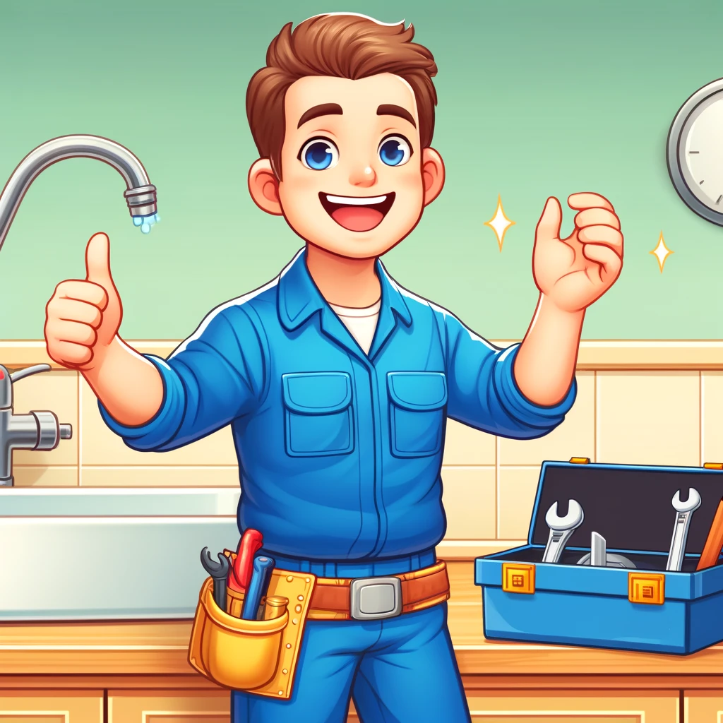 happy plumber after he did local SEO