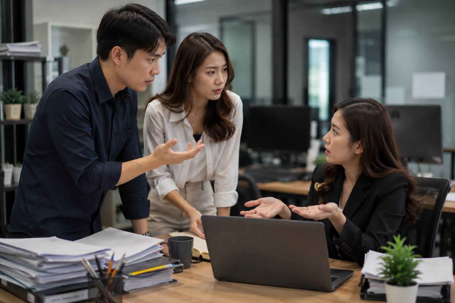Employees can use mobile apps or a browser to access company resources, open stored files, and request support without needing direct server access.