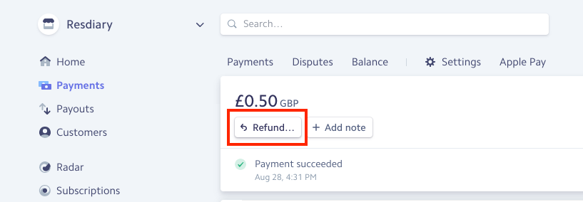 Stripe Refund