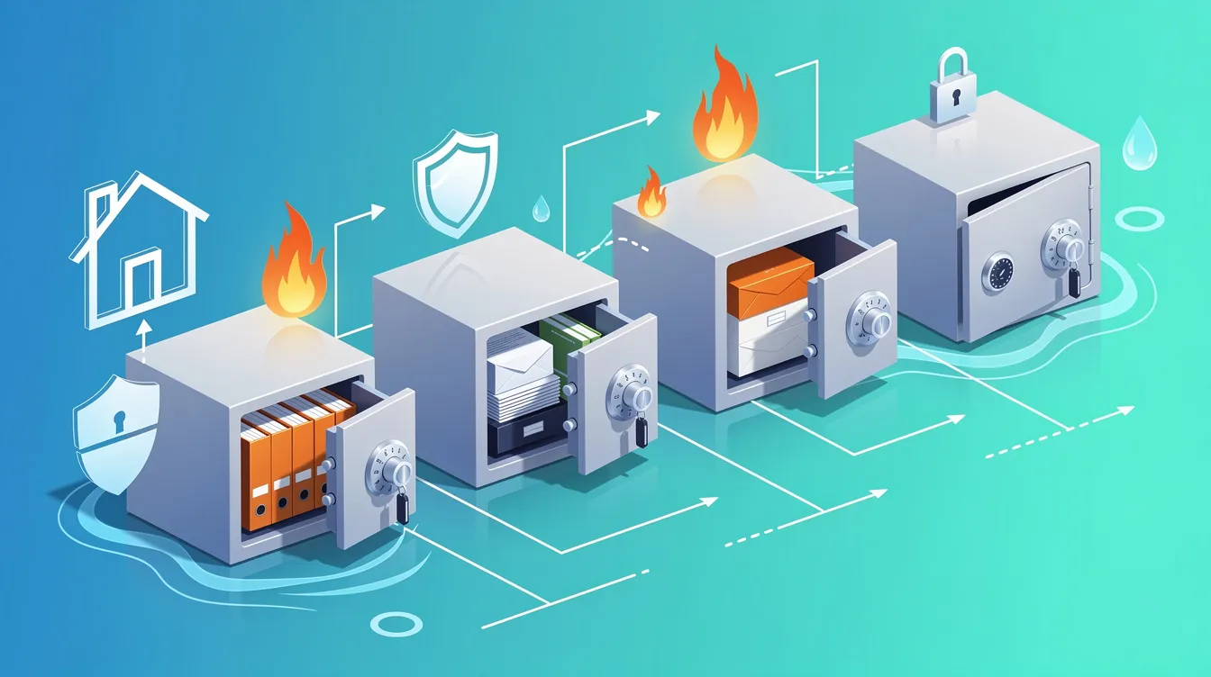 Combination fireproof and waterproof safes for document protection.