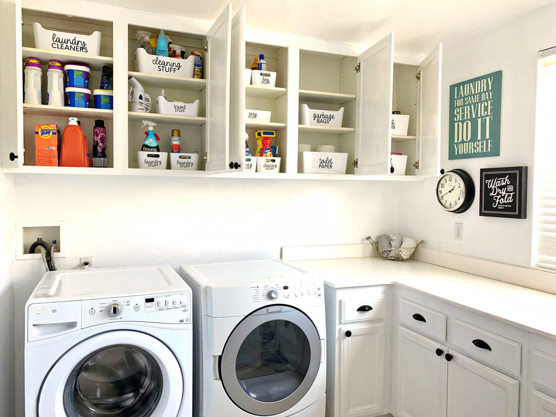 Use labels and organizers and make a place for everything in your laundry room