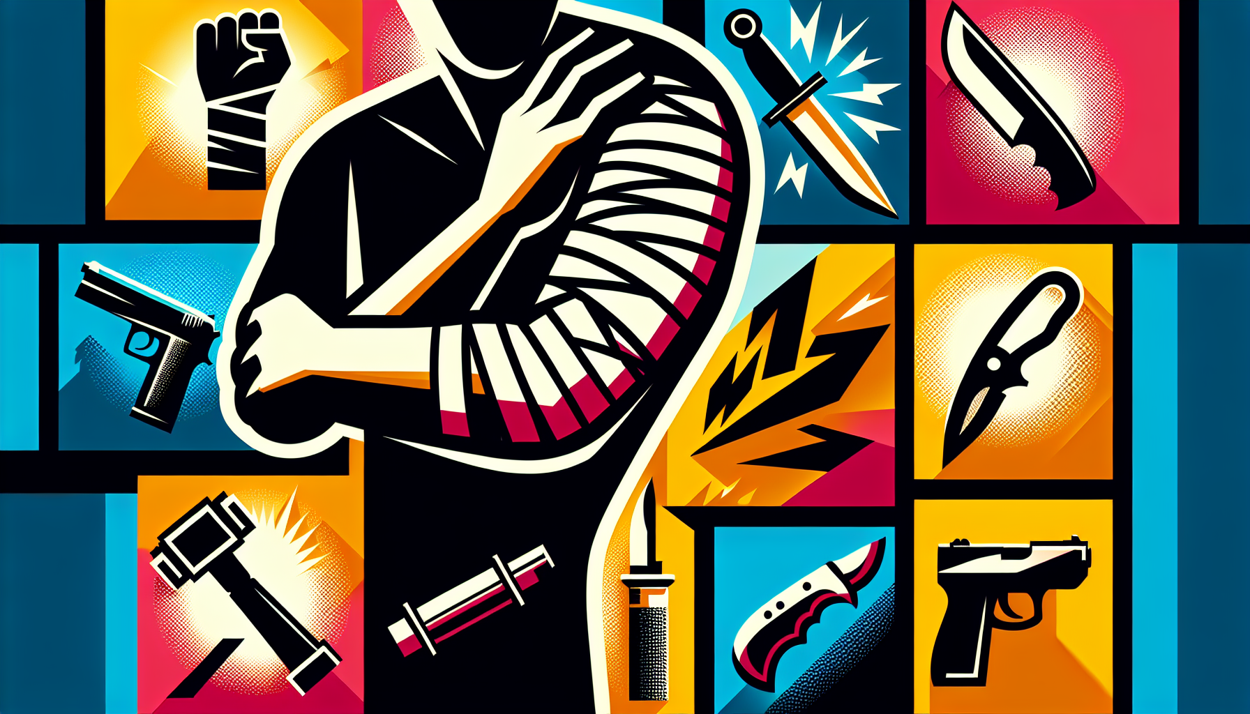 An illustration showcasing different types of aggravated assault charges, including serious bodily injury and deadly weapon.