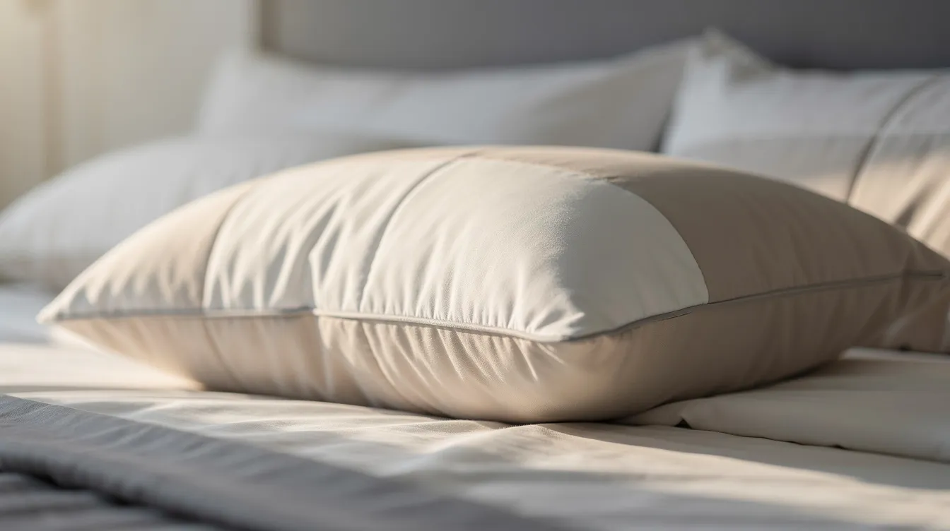A close-up view of soft pillows arranged on a bed, designed for elevated recovery sleep, ideal for patients undergoing breast augmentation surgery. This setup supports the healing process, providing comfort during the breast augmentation recovery period.