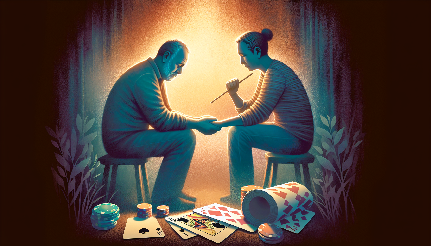 Illustration of supporting a loved one with gambling addiction