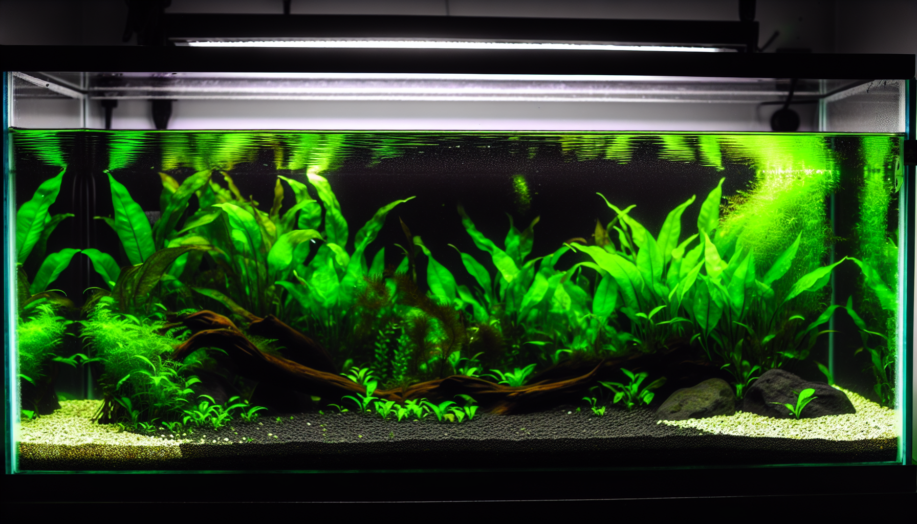 Aquarium with well-balanced plant growth