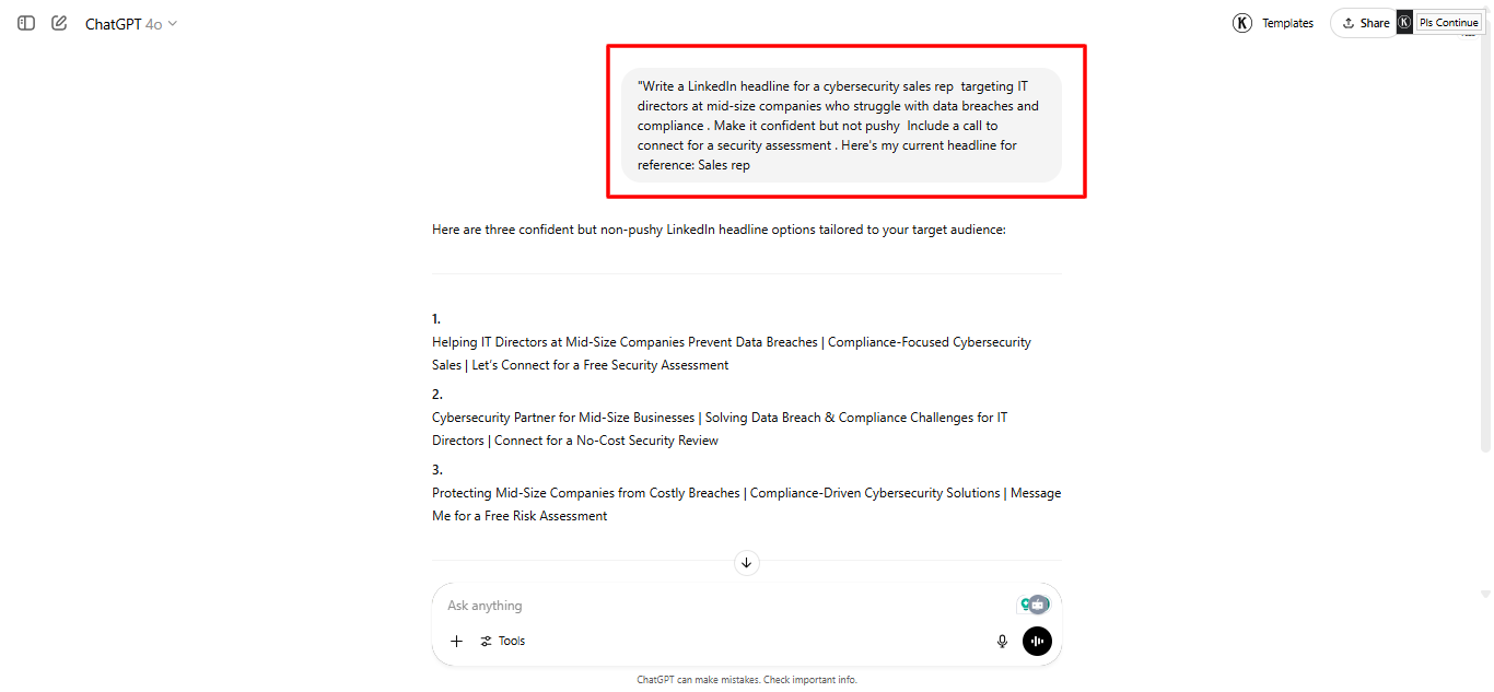 PACT framework example for ChatGPT prompts