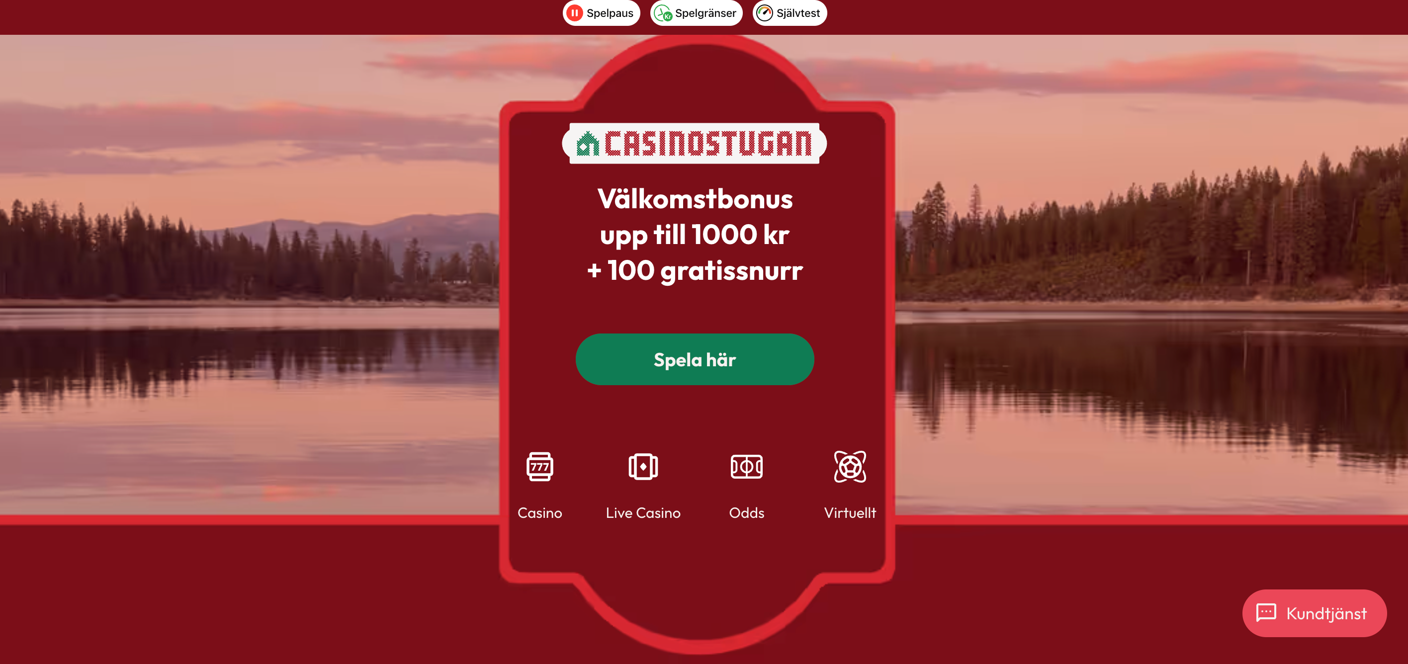 Casinostugan - en bonus på 100% upp till 1000kr var du vill