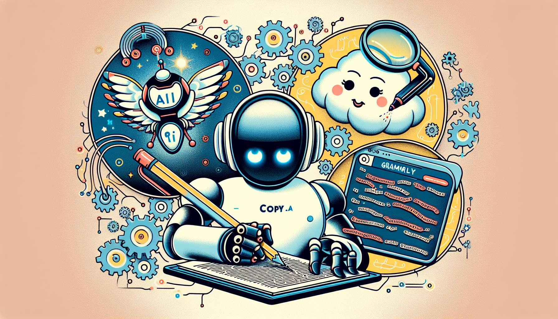 Illustration of popular AI writing tools