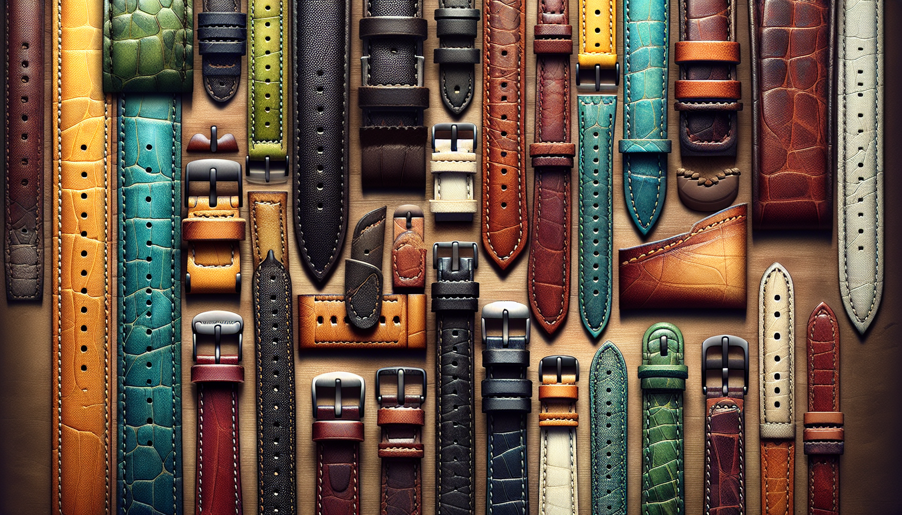 Variety of colors and textures for leather watch straps
