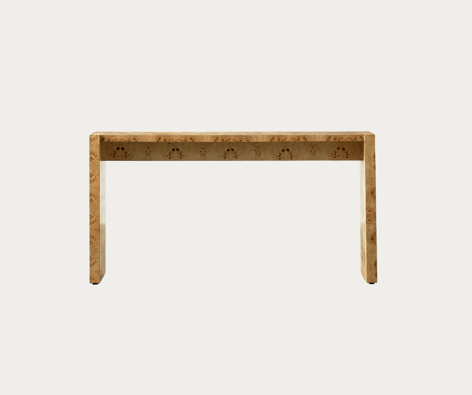 the Natural Burl Wood console table from CB2